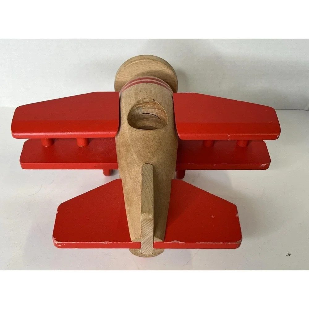 Hearth and Hand with Magnolia Wood Toy Propeller Airplane Red and Tan